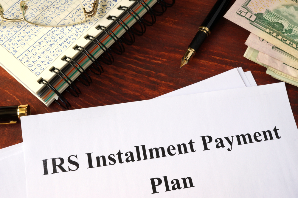 IRS payment plan papers on desk