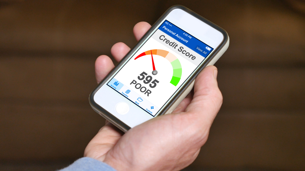 Poor credit score showing on smartphone